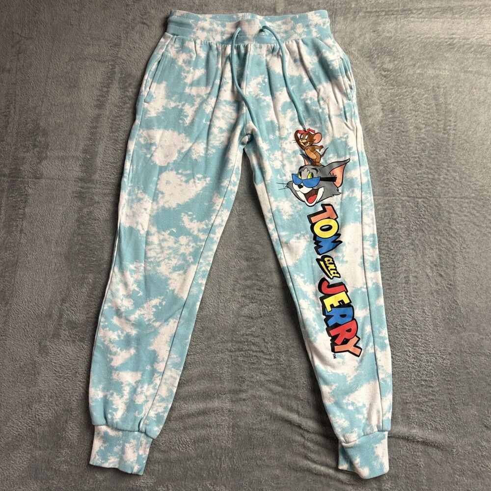 Tom and Jerry Fleece Sweatpants Joggers Womens Sz. XS Blue/White